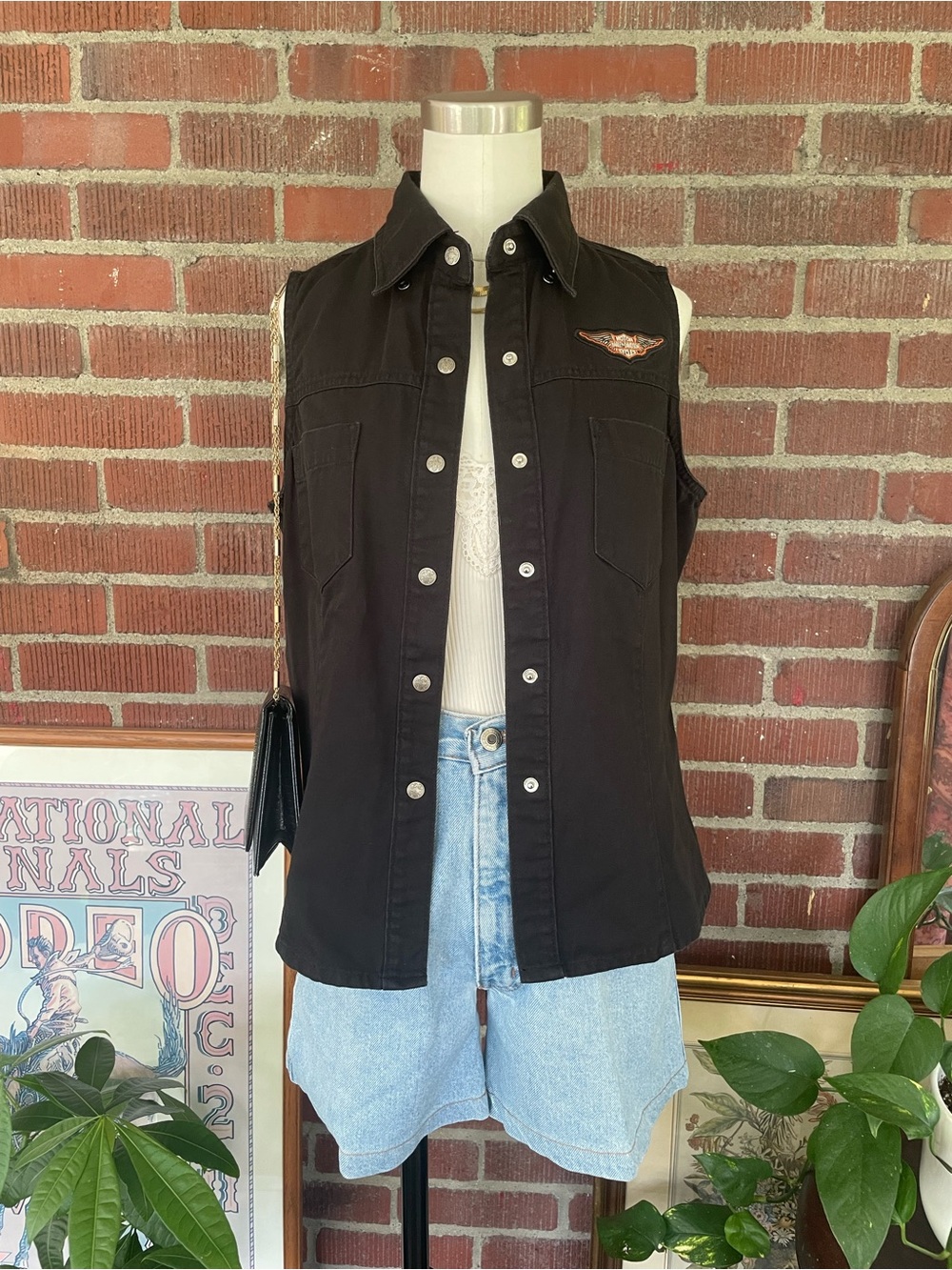 Harley-Davidson Black Snap-Front Sleeveless Vest